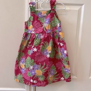 6X Hawaiian beach dress pink with flower pineapple designs. Ties in back